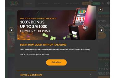 Spin Million casino - First deposit package 
